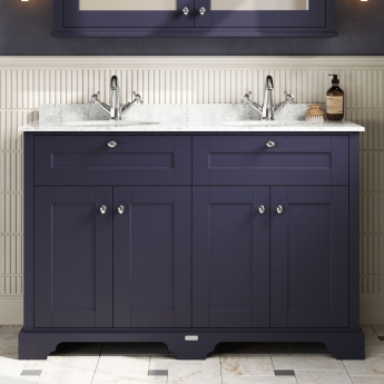 Hudson Reed Old London Floor Standing Vanity Unit with 1TH Grey Marble Top Basin 1200mm Wide - Twilight Blue | Product Image