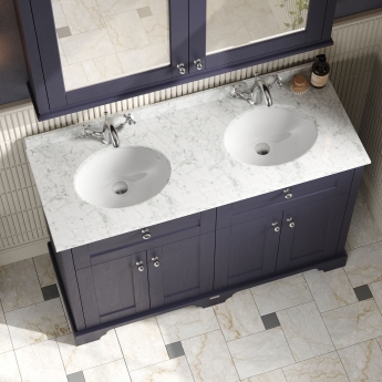 Hudson Reed Old London Floor Standing Vanity Unit with 1TH Grey Marble Top Basin 1200mm Wide - Twilight Blue | Product Image