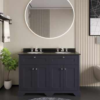 Hudson Reed Old London Floor Standing Vanity Unit with 3TH Black Marble Top Basin 1200mm Wide - Twilight Blue | Product Image