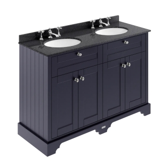 Hudson Reed Old London Floor Standing Vanity Unit with 3TH Black Marble Top Basin 1200mm Wide - Twilight Blue | Product Image
