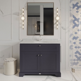 Hudson Reed Old London Floor Standing Vanity Unit with 1TH Grey Marble Top Basin 1000mm Wide - Twilight Blue | Product Image