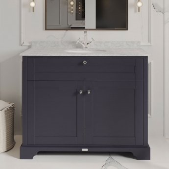 Hudson Reed Old London Floor Standing Vanity Unit with 1TH Grey Marble Top Basin 1000mm Wide - Twilight Blue