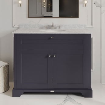 Hudson Reed Old London Floor Standing Vanity Unit with 3TH Grey Marble Top Basin 1000mm Wide - Twilight Blue