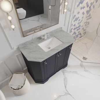 Hudson Reed Old London Angled Floor Standing Vanity Unit with 1TH Grey Marble Top Basin 1000mm Wide - Twilight Blue