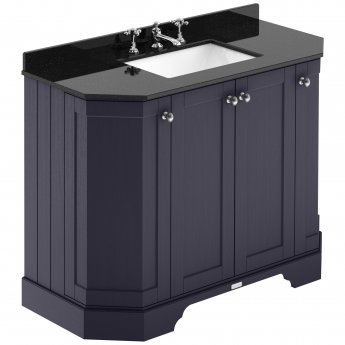 Hudson Reed Old London Angled Floor Standing Vanity Unit with 3TH Black Marble Top Basin 1000mm Wide - Twilight Blue