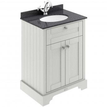 Hudson Reed Old London Floor Standing Vanity Unit with 1TH Black Marble Top Basin 600mm Wide - Timeless Sand | Product Image