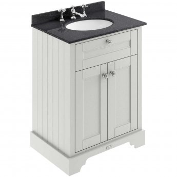 Hudson Reed Old London Floor Standing Vanity Unit with 3TH Black Marble Top Basin 600mm Wide - Timeless Sand