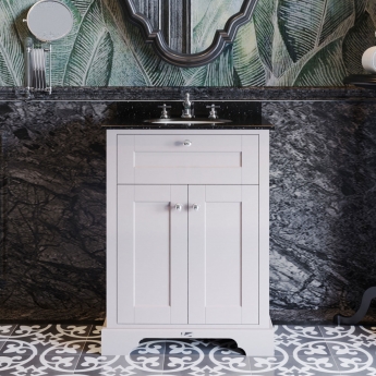 Hudson Reed Old London Floor Standing Vanity Unit with 3TH Black Marble Top Basin 600mm Wide - Timeless Sand