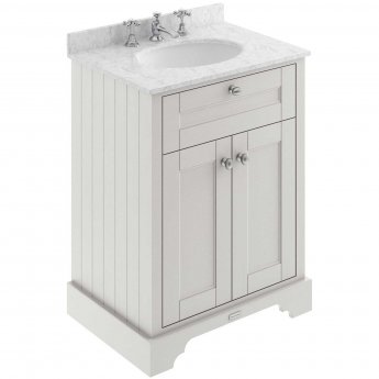Hudson Reed Old London Floor Standing Vanity Unit with 3TH Grey Marble Top Basin 600mm Wide - Timeless Sand