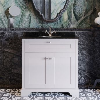 Hudson Reed Old London Floor Standing Vanity Unit with 1TH Black Marble Top Basin 800mm Wide - Timeless Sand