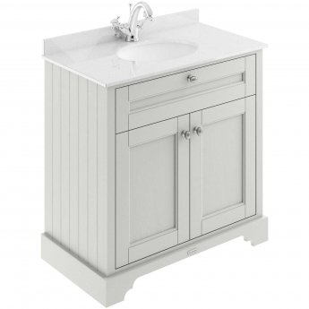 Hudson Reed Old London Floor Standing Vanity Unit with 1TH White Marble Top Basin 800mm Wide - Timeless Sand