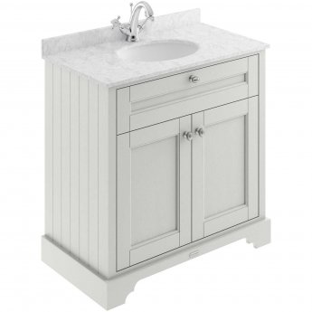 Hudson Reed Old London Floor Standing Vanity Unit with 1TH Grey Marble Top Basin 800mm Wide - Timeless Sand