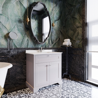 Hudson Reed Old London Floor Standing Vanity Unit with 1TH Grey Marble Top Basin 800mm Wide - Timeless Sand