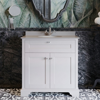 Hudson Reed Old London Floor Standing Vanity Unit with 1TH Grey Marble Top Basin 800mm Wide - Timeless Sand
