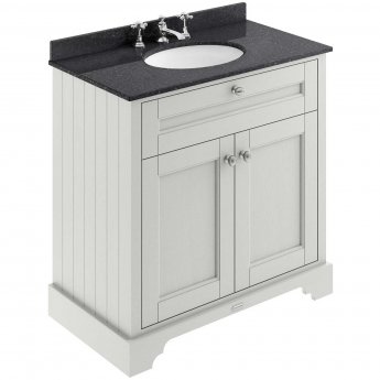 Hudson Reed Old London Floor Standing Vanity Unit with 3TH Black Marble Top Basin 800mm Wide - Timeless Sand