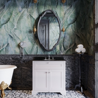 Hudson Reed Old London Floor Standing Vanity Unit with 3TH Black Marble Top Basin 800mm Wide - Timeless Sand