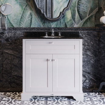 Hudson Reed Old London Floor Standing Vanity Unit with 3TH Black Marble Top Basin 800mm Wide - Timeless Sand