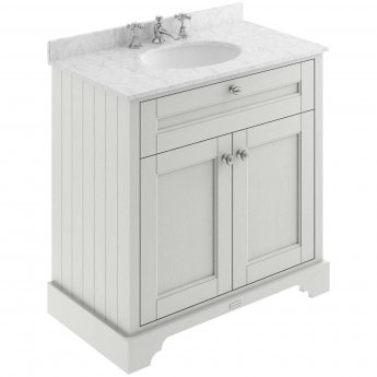 Hudson Reed Old London Floor Standing Vanity Unit with 3TH Grey Marble Top Basin 800mm Wide - Timeless Sand