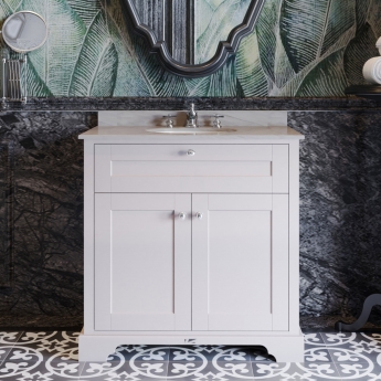 Hudson Reed Old London Floor Standing Vanity Unit with 3TH Grey Marble Top Basin 800mm Wide - Timeless Sand