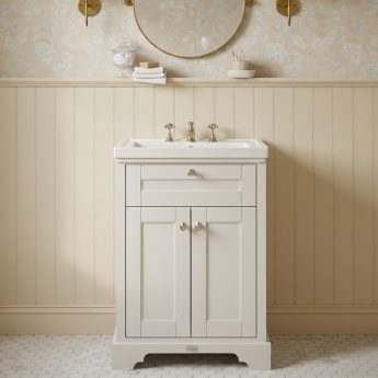 Hudson Reed Old London Floor Standing Vanity Unit with 3TH Classic Basin 600mm Wide - Timeless Sand