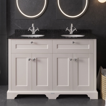 Hudson Reed Old London Floor Standing Vanity Unit with 1TH Black Marble Top Basin 1200mm Wide - Timeless Sand
