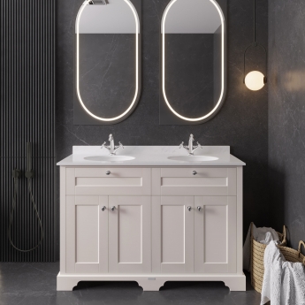 Hudson Reed Old London Floor Standing Vanity Unit with 1TH White Marble Top Basin 1200mm Wide - Timeless Sand | Product Image