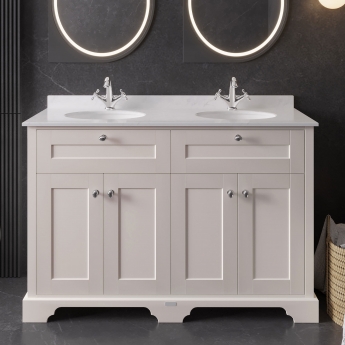 Hudson Reed Old London Twin Marble Top 1200mm Floor Standing Vanity Unit