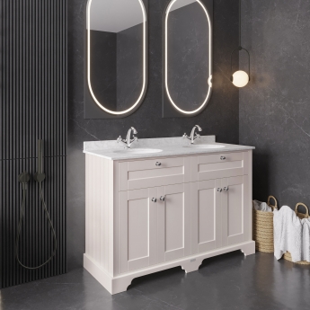 Hudson Reed Old London Floor Standing Vanity Unit with 1TH Grey Marble Top Basin 1200mm Wide - Timeless Sand
