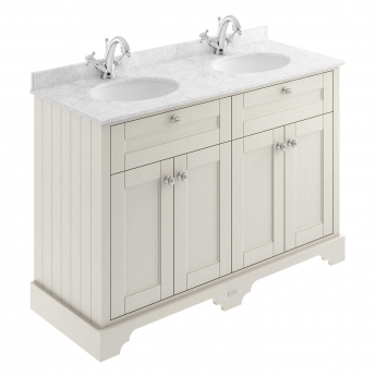 Hudson Reed Old London Floor Standing Vanity Unit with 1TH Grey Marble Top Basin 1200mm Wide - Timeless Sand
