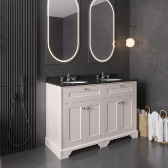 Hudson Reed Old London Floor Standing Vanity Unit with 3TH Black Marble Top Basin 1200mm Wide - Timeless Sand