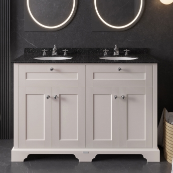 Hudson Reed Old London Floor Standing Vanity Unit with 3TH Black Marble Top Basin 1200mm Wide - Timeless Sand