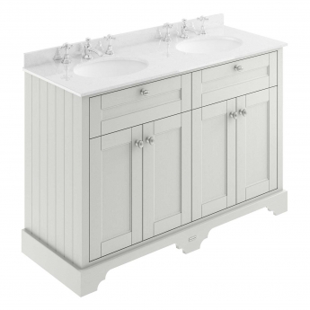 Hudson Reed Old London Floor Standing Vanity Unit with 3TH White Marble Top Basin 1200mm Wide - Timeless Sand | Product Image