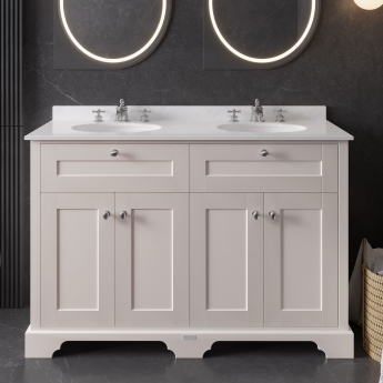 Hudson Reed Old London Floor Standing Vanity Unit with 3TH White Marble Top Basin 1200mm Wide - Timeless Sand | Product Image