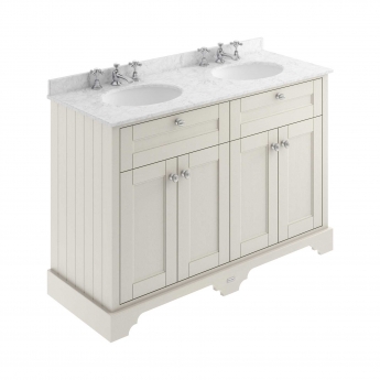 Hudson Reed Old London Floor Standing Vanity Unit with 3TH Grey Marble Top Basin 1200mm Wide - Timeless Sand | Product Image