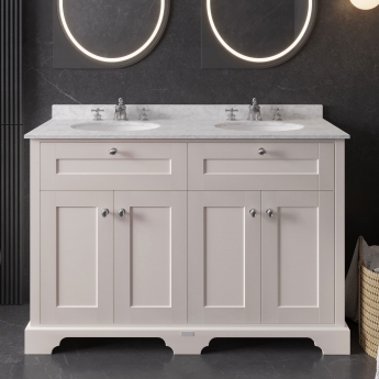 Hudson Reed Old London Floor Standing Vanity Unit with 3TH Grey Marble Top Basin 1200mm Wide - Timeless Sand | Product Image