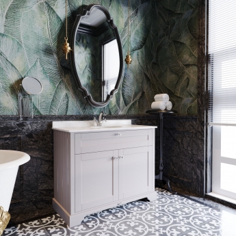 Hudson Reed Old London Floor Standing Vanity Unit with 1TH White Marble Top Basin 1000mm Wide - Timeless Sand