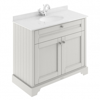Hudson Reed Old London Floor Standing Vanity Unit with 1TH White Marble Top Basin 1000mm Wide - Timeless Sand