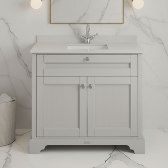 Hudson Reed Old London Floor Standing Vanity Unit with 1TH White Marble Top Rectangular Basin 1000mm Wide - Timeless Sand
