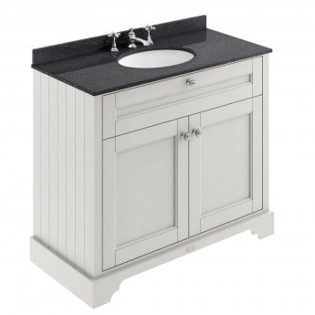 Hudson Reed Old London Floor Standing Vanity Unit with 3TH Black Marble Top Basin 1000mm Wide - Timeless Sand