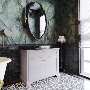 Hudson Reed Old London Floor Standing Vanity Unit with 3TH Black Marble Top Basin 1000mm Wide - Timeless Sand