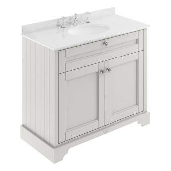 Hudson Reed Old London Floor Standing Vanity Unit with 3TH White Marble Top Basin 1000mm Wide - Timeless Sand