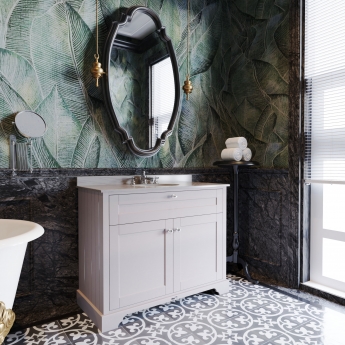 Hudson Reed Old London Floor Standing Vanity Unit with 3TH Grey Marble Top Basin 1000mm Wide - Timeless Sand