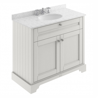 Hudson Reed Old London Floor Standing Vanity Unit with 3TH Grey Marble Top Basin 1000mm Wide - Timeless Sand