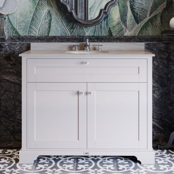 Hudson Reed Old London Floor Standing Vanity Unit with 3TH Grey Marble Top Basin 1000mm Wide - Timeless Sand