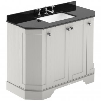 Hudson Reed Old London Angled Floor Standing Vanity Unit with 3TH Black Marble Top Basin 1000mm Wide - Timeless Sand