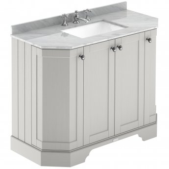 Hudson Reed Old London Angled Floor Standing Vanity Unit with 3TH Grey Marble Top Basin 1000mm Wide - Timeless Sand