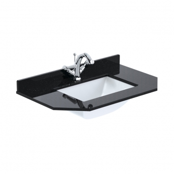 Hudson Reed Old London Angled Floor Standing Vanity Unit with 1TH Black Marble Top Basin 750mm Wide - Storm Grey