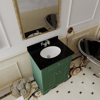 Hudson Reed Old London Floor Standing Vanity Unit with 1TH Black Marble Top Basin 600mm Wide - Hunter Green