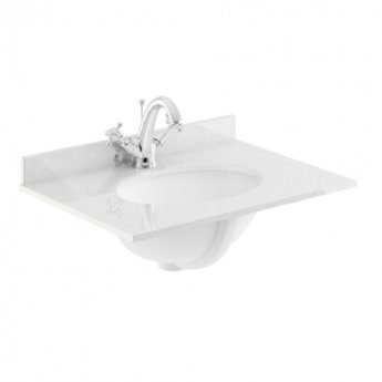 Hudson Reed Old London Floor Standing Vanity Unit with 1TH White Marble Top Basin 600mm Wide - Storm Grey
