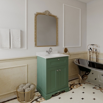 Hudson Reed Old London Floor Standing Vanity Unit with 1TH White Marble Top Basin 600mm Wide - Hunter Green